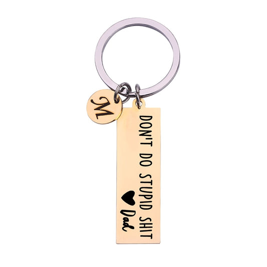 Personalized Customizable A-Z Initials Engrave Motto Key Chain Ring