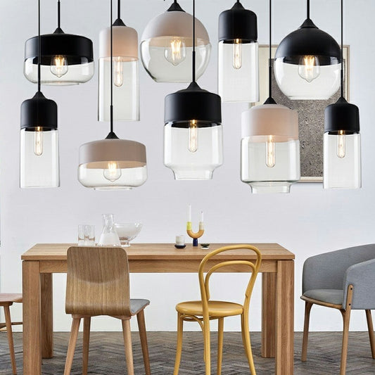 Simple loft glass chandelier country home décor industrial retro lamps