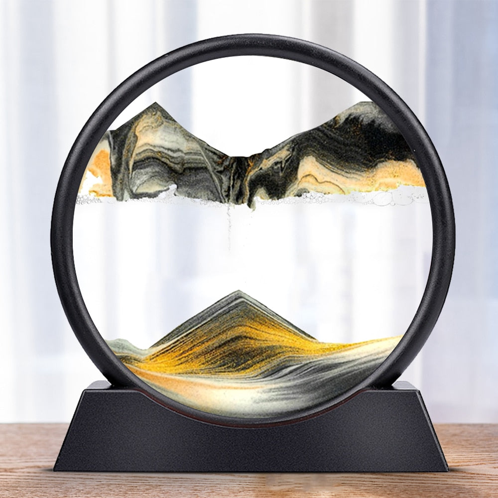 Moving Sand Art Picture Round Glass 3D Hourglass Deep Sea Sandscape In Motion Display Flowing Sand Frame home Décor