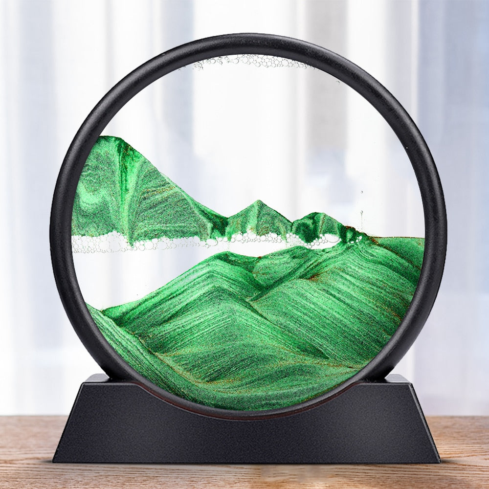 Moving Sand Art Picture Round Glass 3D Hourglass Deep Sea Sandscape In Motion Display Flowing Sand Frame home Décor