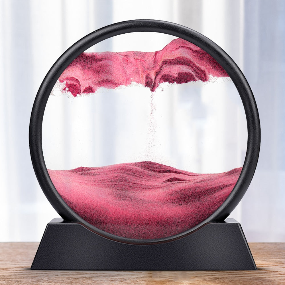 Moving Sand Art Picture Round Glass 3D Hourglass Deep Sea Sandscape In Motion Display Flowing Sand Frame home Décor