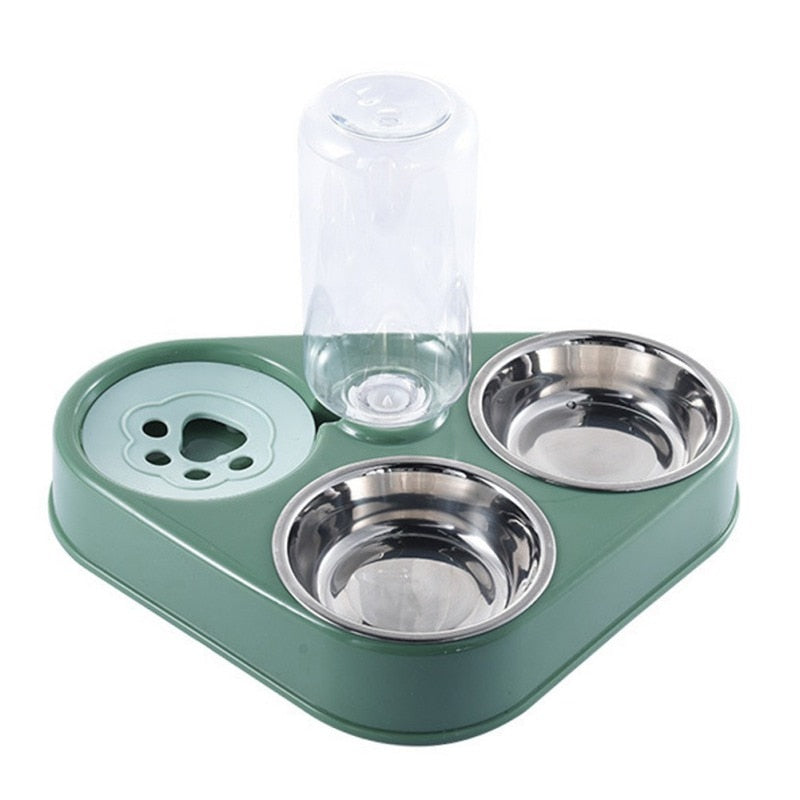 Dog Bowl Cat Feeder Bowl With Dog Water Bottle Automatic Drinking Pet Bowl Cat Food Bowl Pet Stainless Steel