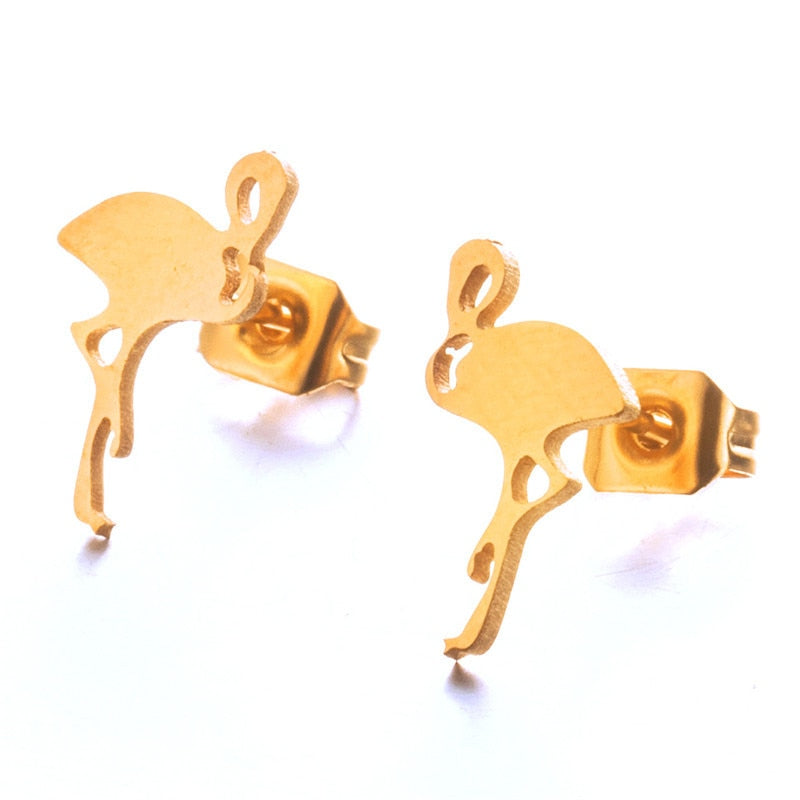 Multiple Minimalist Stud Earrings Stainless Steel Animals Cute Earrings Carnations jewelry Accessories