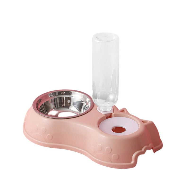 Dog Bowl Cat Feeder Bowl With Dog Water Bottle Automatic Drinking Pet Bowl Cat Food Bowl Pet Stainless Steel