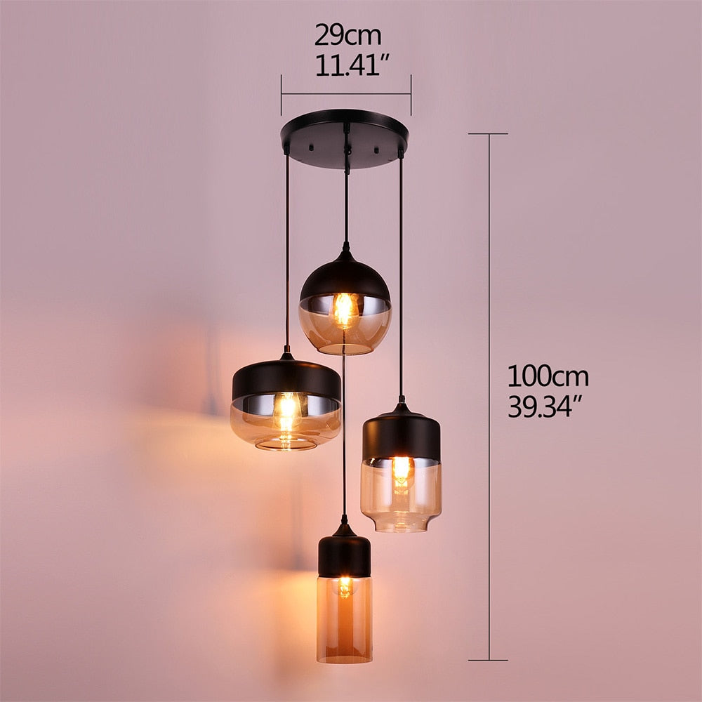 Simple loft glass chandelier country home décor industrial retro lamps