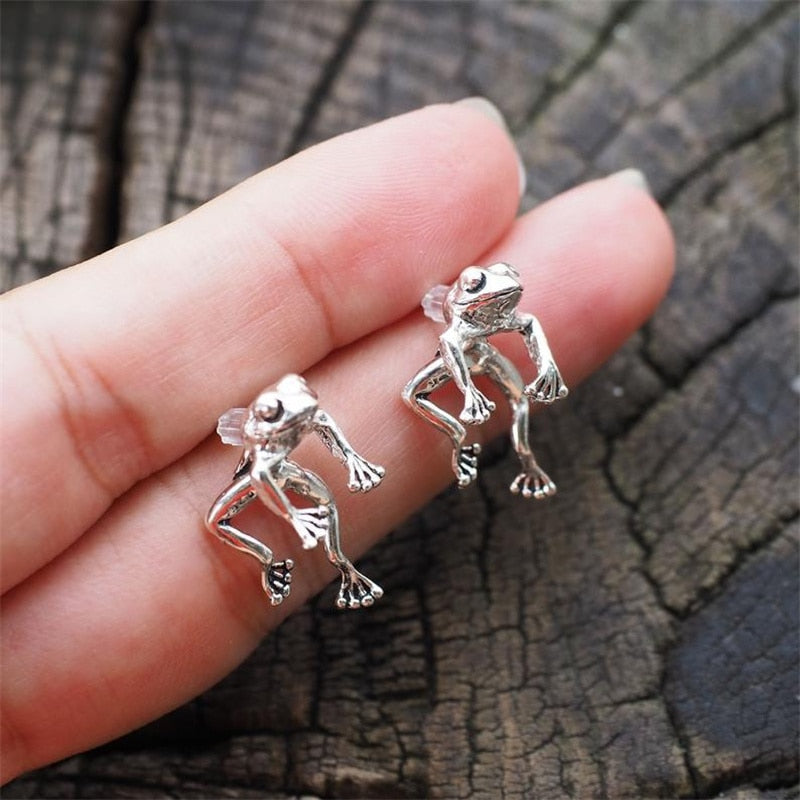 Cute Frog Earrings Animal Gothic Stud Earrings