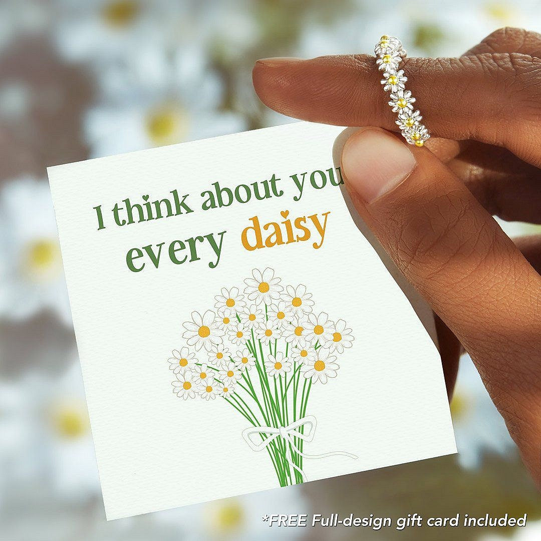 Vintage Daisy Rings Cute Flower Ring Adjustable Open Cuff