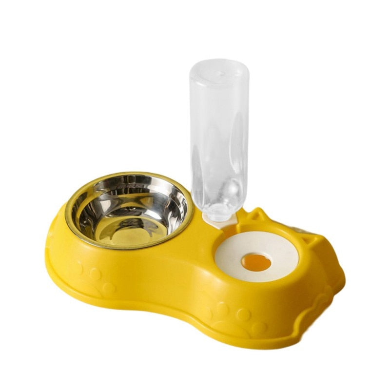 Dog Bowl Cat Feeder Bowl With Dog Water Bottle Automatic Drinking Pet Bowl Cat Food Bowl Pet Stainless Steel