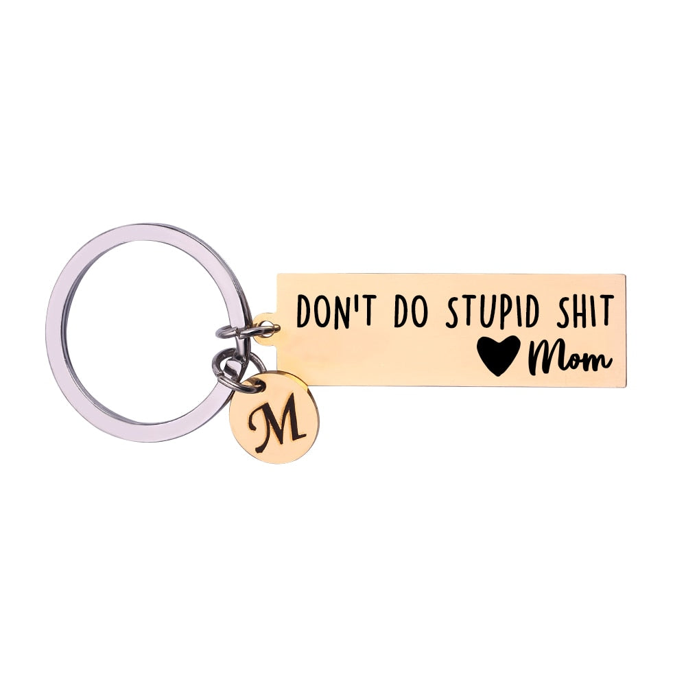 Personalized Customizable A-Z Initials Engrave Motto Key Chain Ring