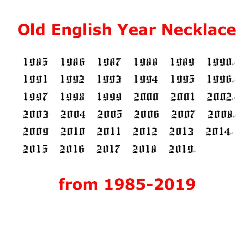 Birth Year Necklace For Stainless Steel Gold Color Year Number Pendant Necklaces