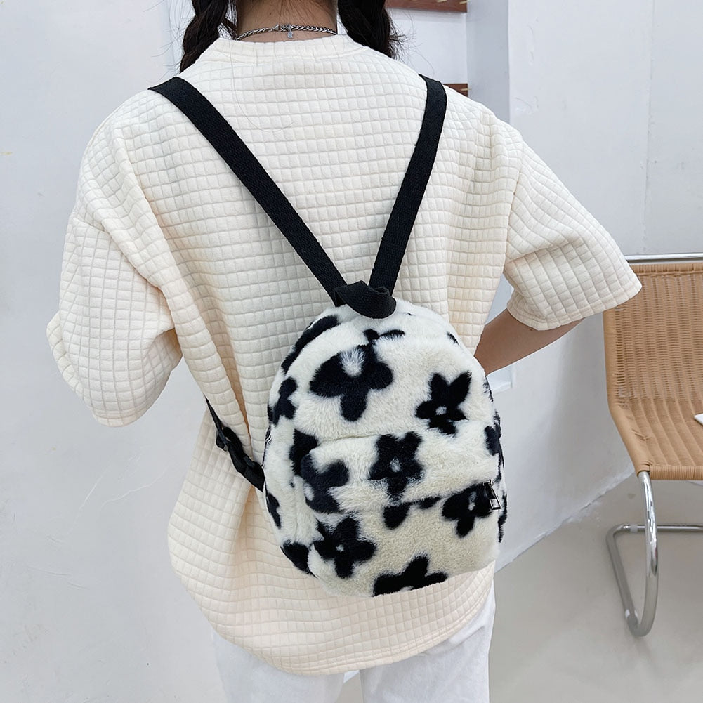 Portable Travel Rucksacks Casual Lamb Fleece cute Bear Shaped Shoulder Backpack