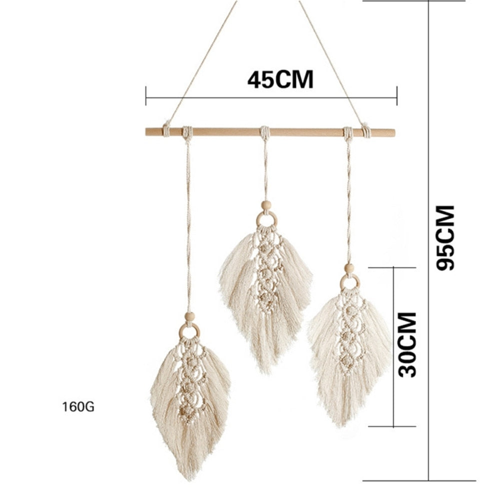 Macrame Wall Hanging Boho Tapestry Angels Wing Woven Bohemian Wall Décor Home Decoration For Apartment Bedroom Living Room