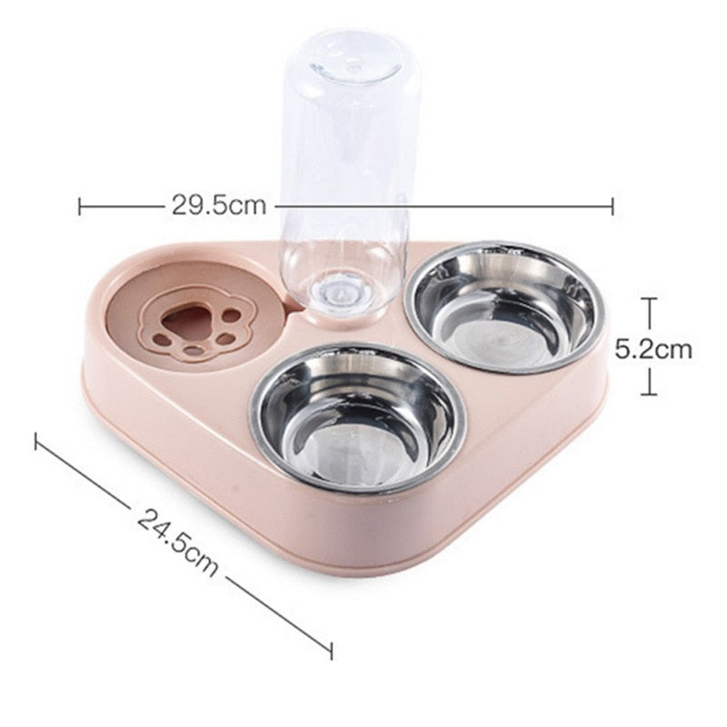 Dog Bowl Cat Feeder Bowl With Dog Water Bottle Automatic Drinking Pet Bowl Cat Food Bowl Pet Stainless Steel