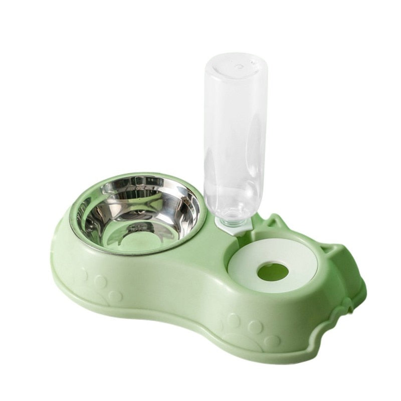 Dog Bowl Cat Feeder Bowl With Dog Water Bottle Automatic Drinking Pet Bowl Cat Food Bowl Pet Stainless Steel