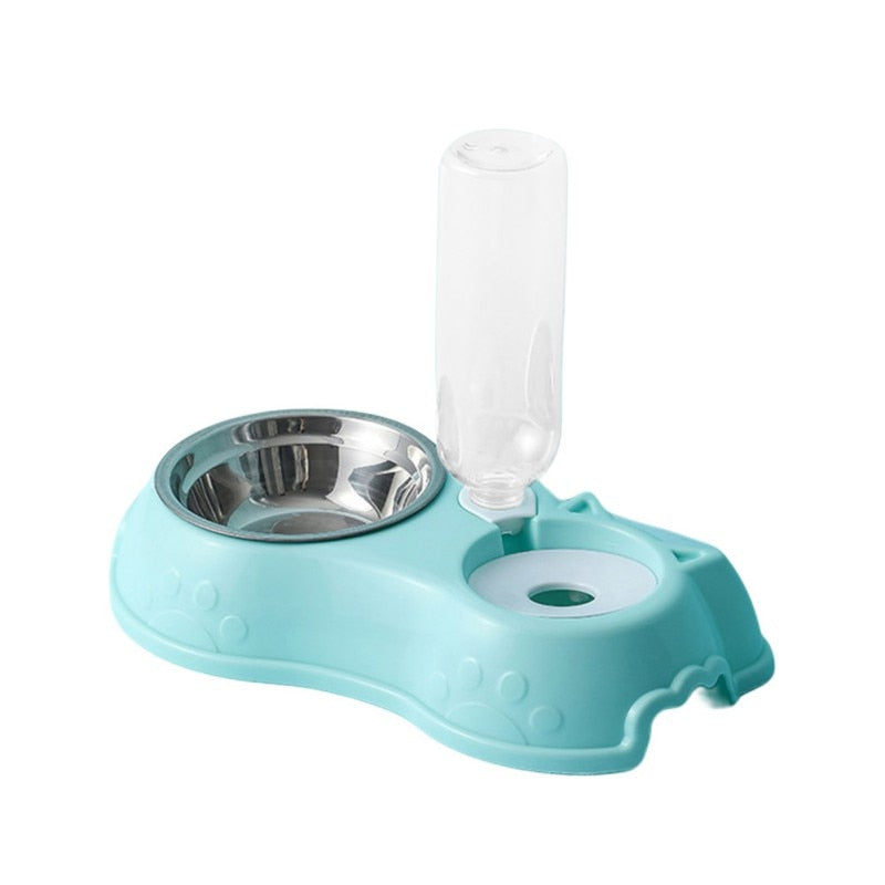 Dog Bowl Cat Feeder Bowl With Dog Water Bottle Automatic Drinking Pet Bowl Cat Food Bowl Pet Stainless Steel