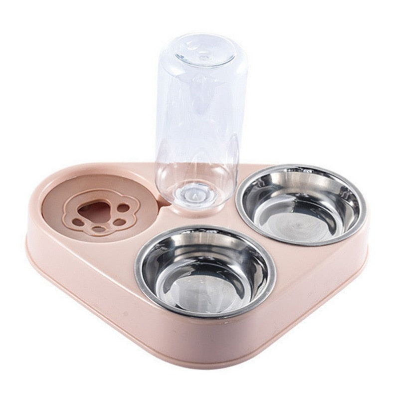 Dog Bowl Cat Feeder Bowl With Dog Water Bottle Automatic Drinking Pet Bowl Cat Food Bowl Pet Stainless Steel