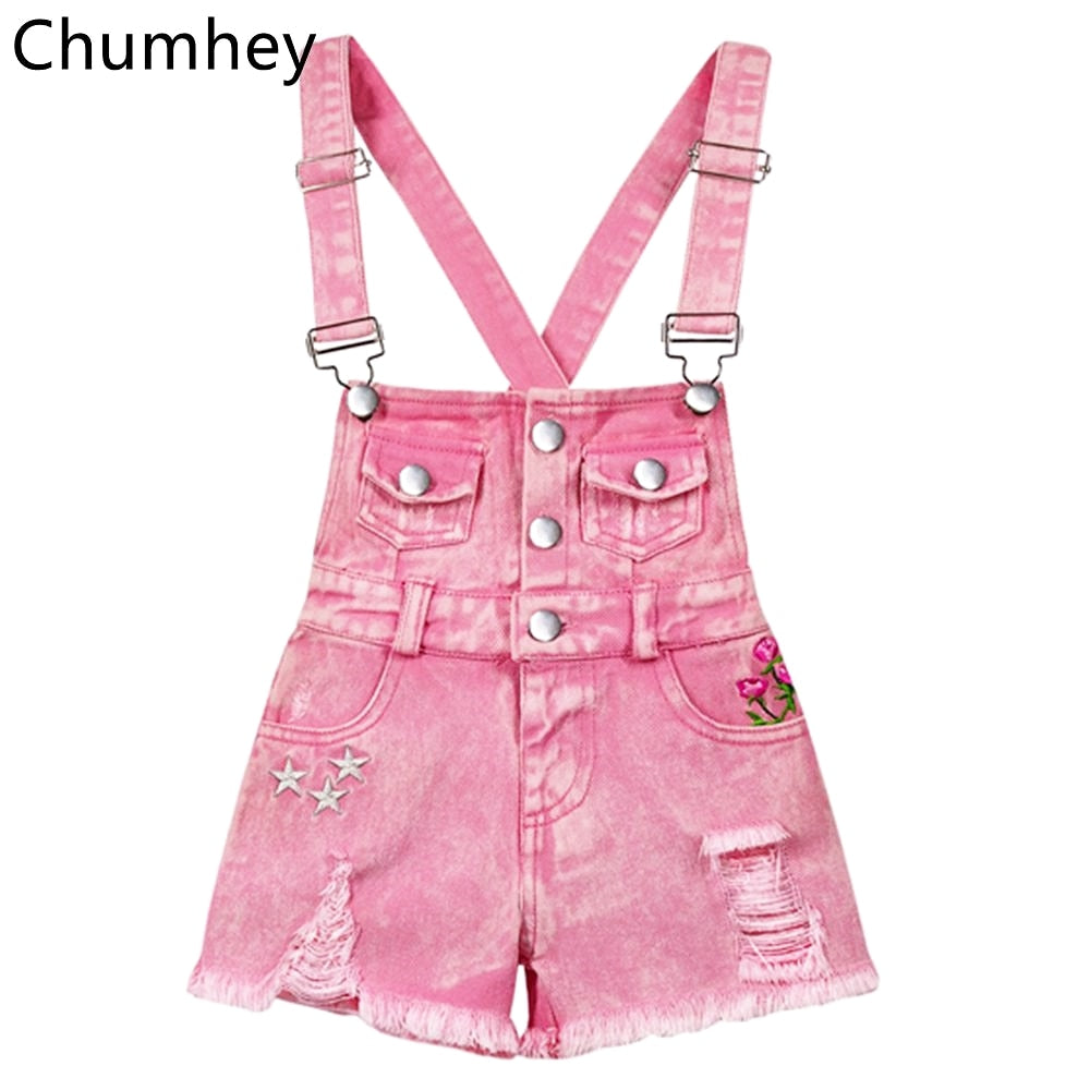 Summer Children Clothing Sets Jeans For Girls Pants Kids Denim Overalls Suspender Short