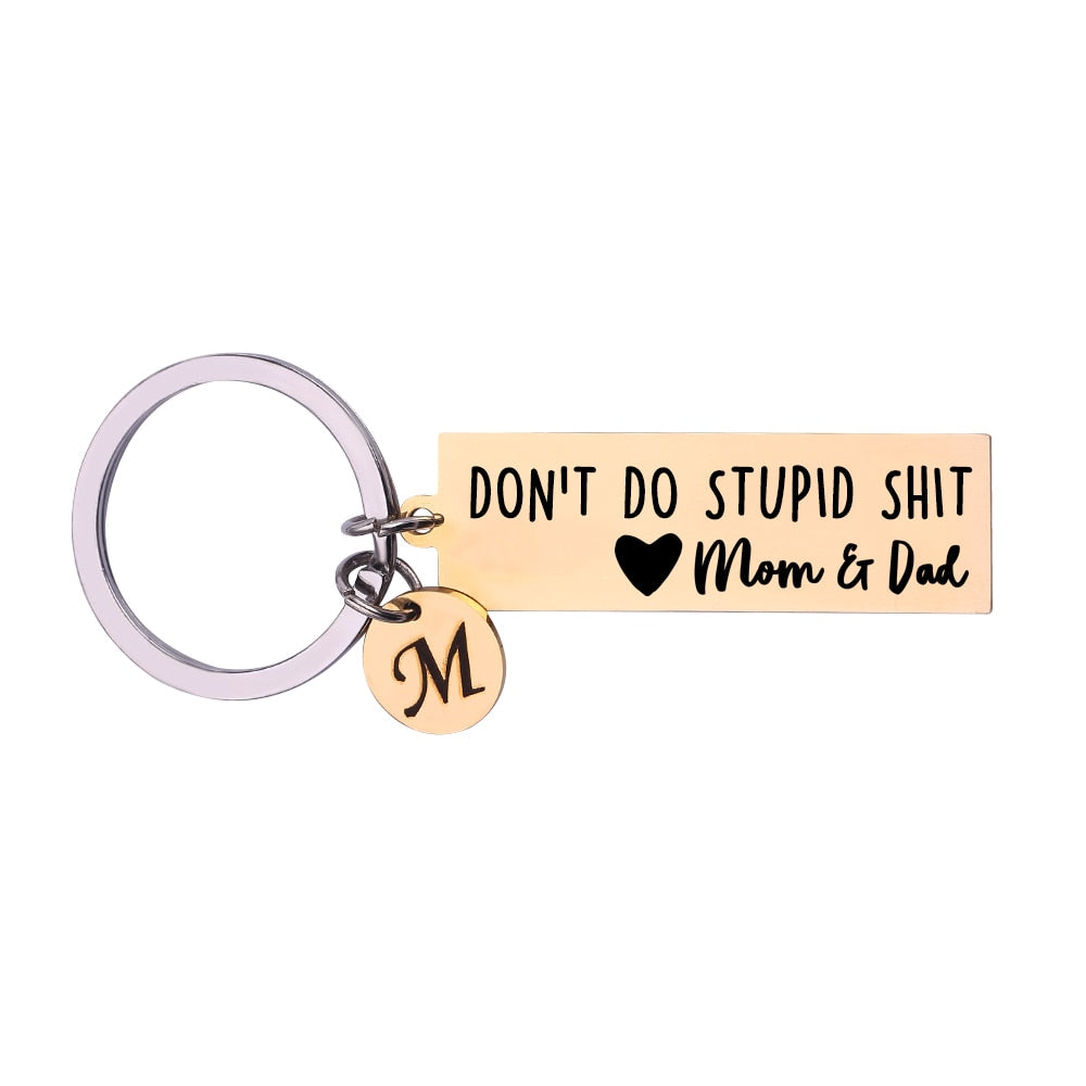 Personalized Customizable A-Z Initials Engrave Motto Key Chain Ring