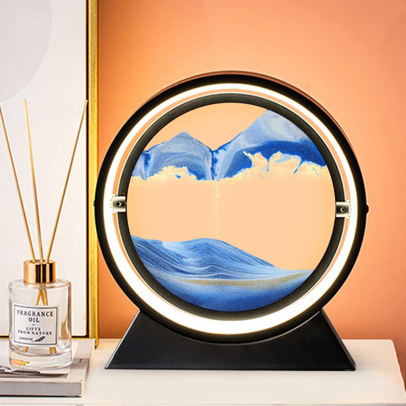 Moving Sand Art Picture Round Glass 3D Hourglass Deep Sea Sandscape In Motion Display Flowing Sand Frame home Décor