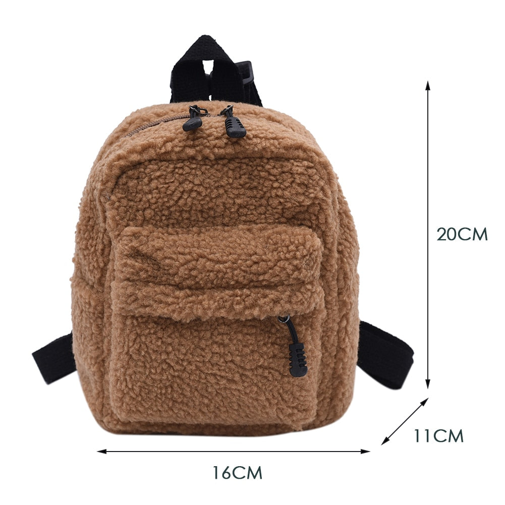 Portable Travel Rucksacks Casual Lamb Fleece cute Bear Shaped Shoulder Backpack