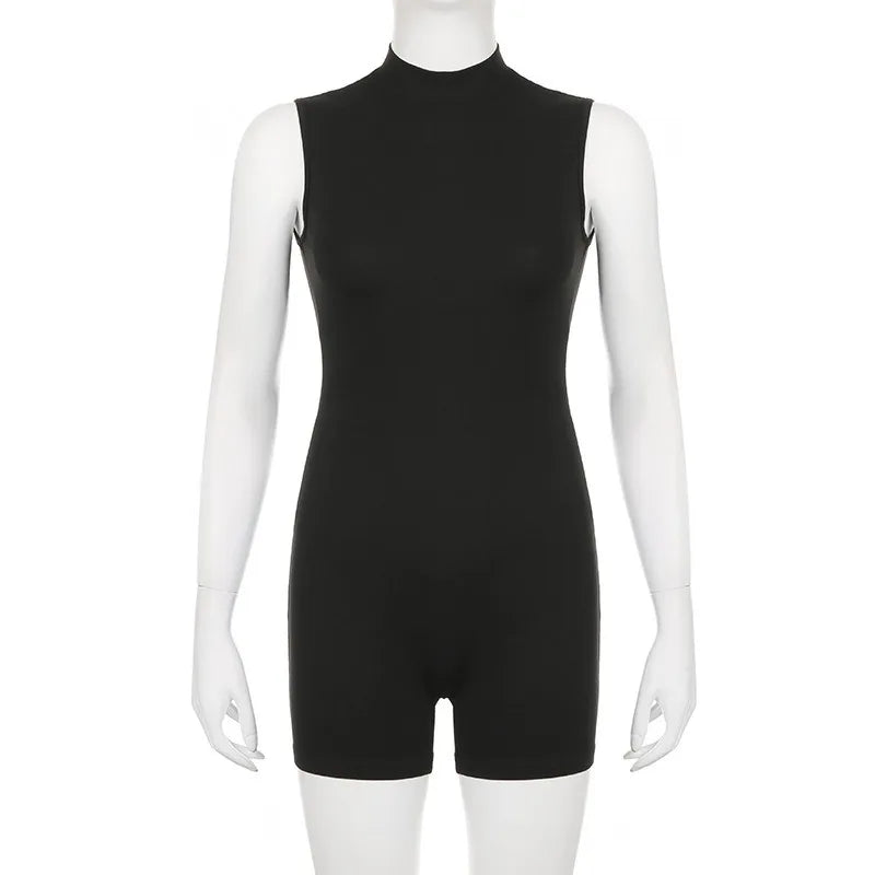 Fashion Casual Lady Women Sports Jumpsuit Invisible Zipper Sleeveless High Street Rompers Basic All-match Female Summer Playsuit