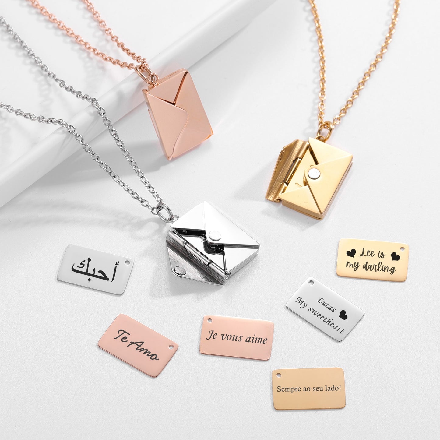 Love Letter Envelope Pendant Necklace Customized Stainless Steel Jewelry