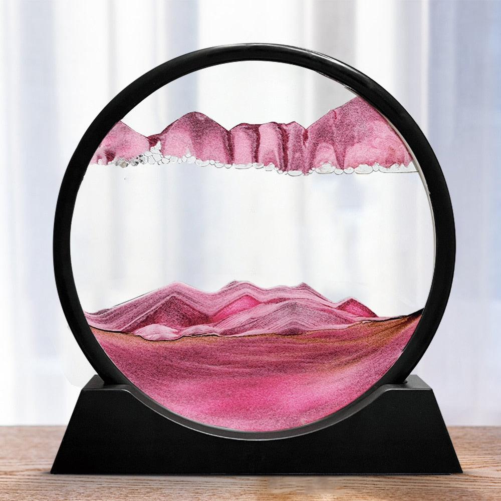 Moving Sand Art Picture Round Glass 3D Hourglass Deep Sea Sandscape In Motion Display Flowing Sand Frame home Décor