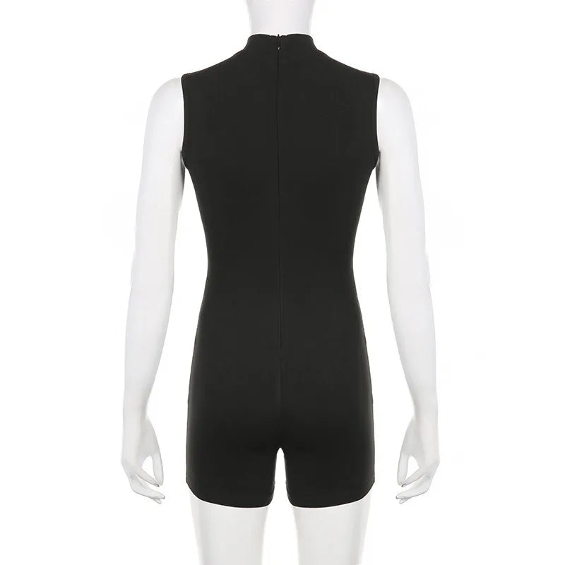 Fashion Casual Lady Women Sports Jumpsuit Invisible Zipper Sleeveless High Street Rompers Basic All-match Female Summer Playsuit