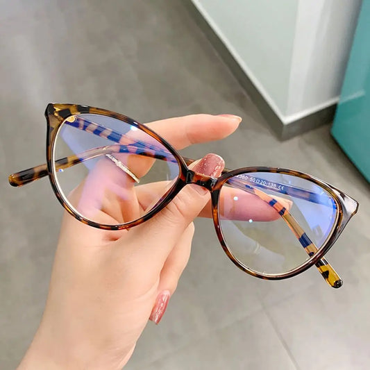 Anti Blue Light Computer Reading Glasses Fashion Round Frame Eyeglasses High Definition Eyewear