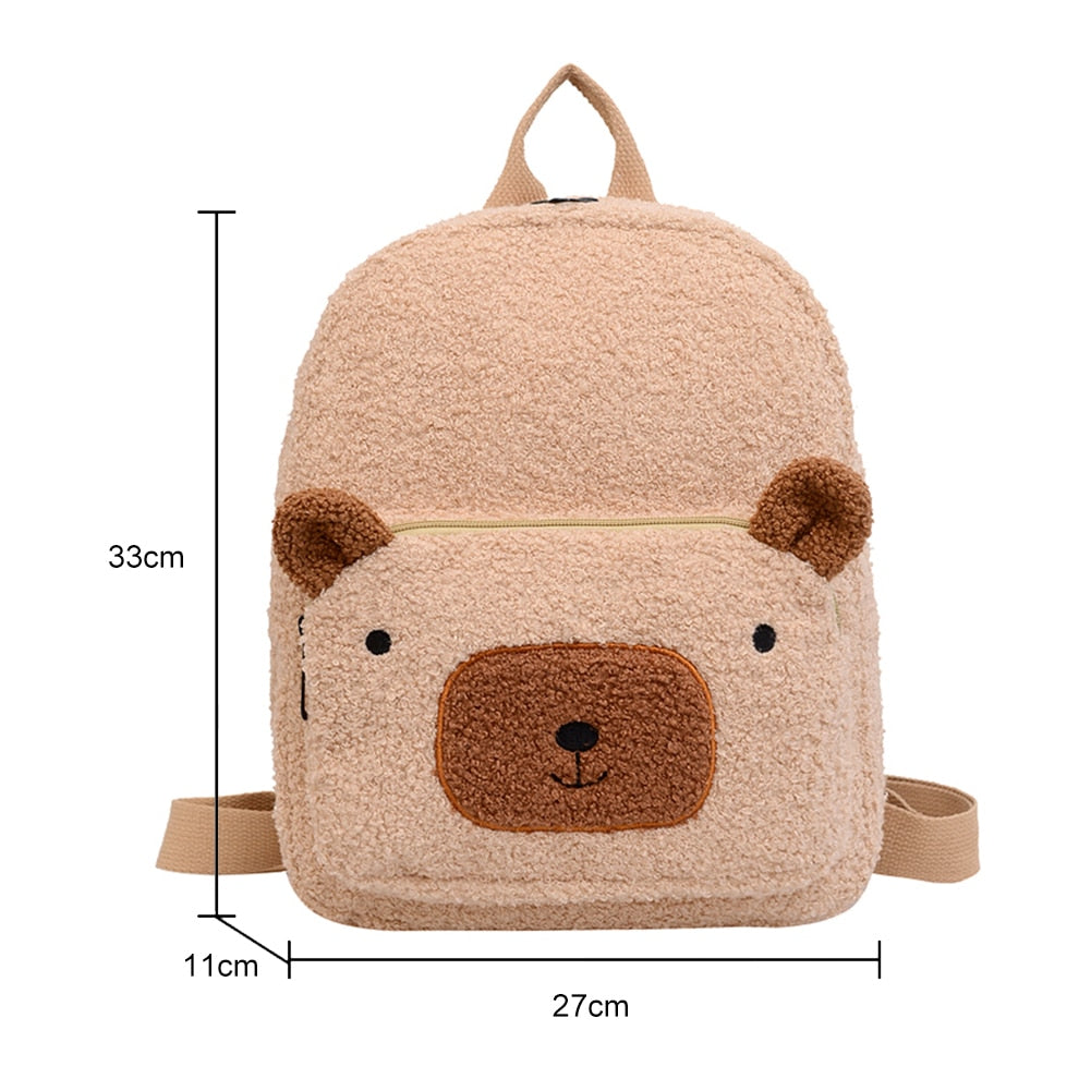 Portable Travel Rucksacks Casual Lamb Fleece cute Bear Shaped Shoulder Backpack