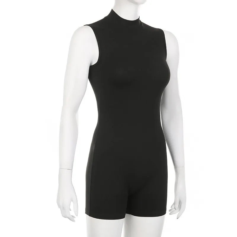 Fashion Casual Lady Women Sports Jumpsuit Invisible Zipper Sleeveless High Street Rompers Basic All-match Female Summer Playsuit