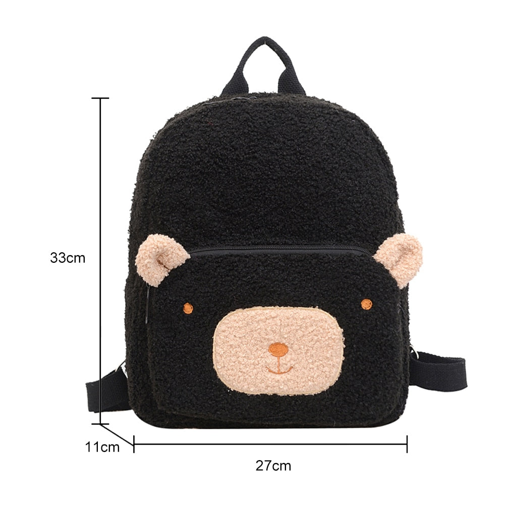 Portable Travel Rucksacks Casual Lamb Fleece cute Bear Shaped Shoulder Backpack