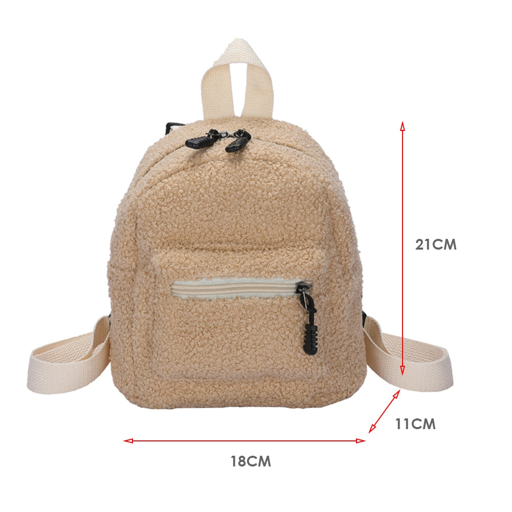 Portable Travel Rucksacks Casual Lamb Fleece cute Bear Shaped Shoulder Backpack