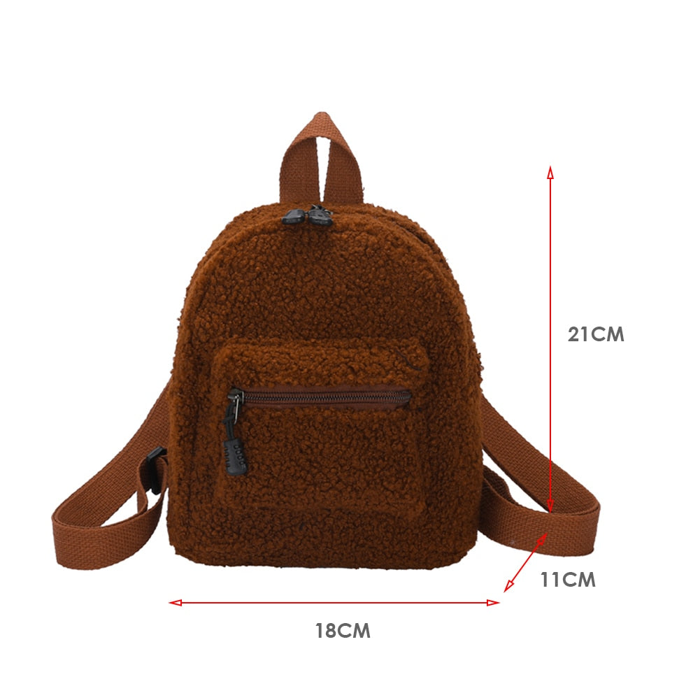 Portable Travel Rucksacks Casual Lamb Fleece cute Bear Shaped Shoulder Backpack