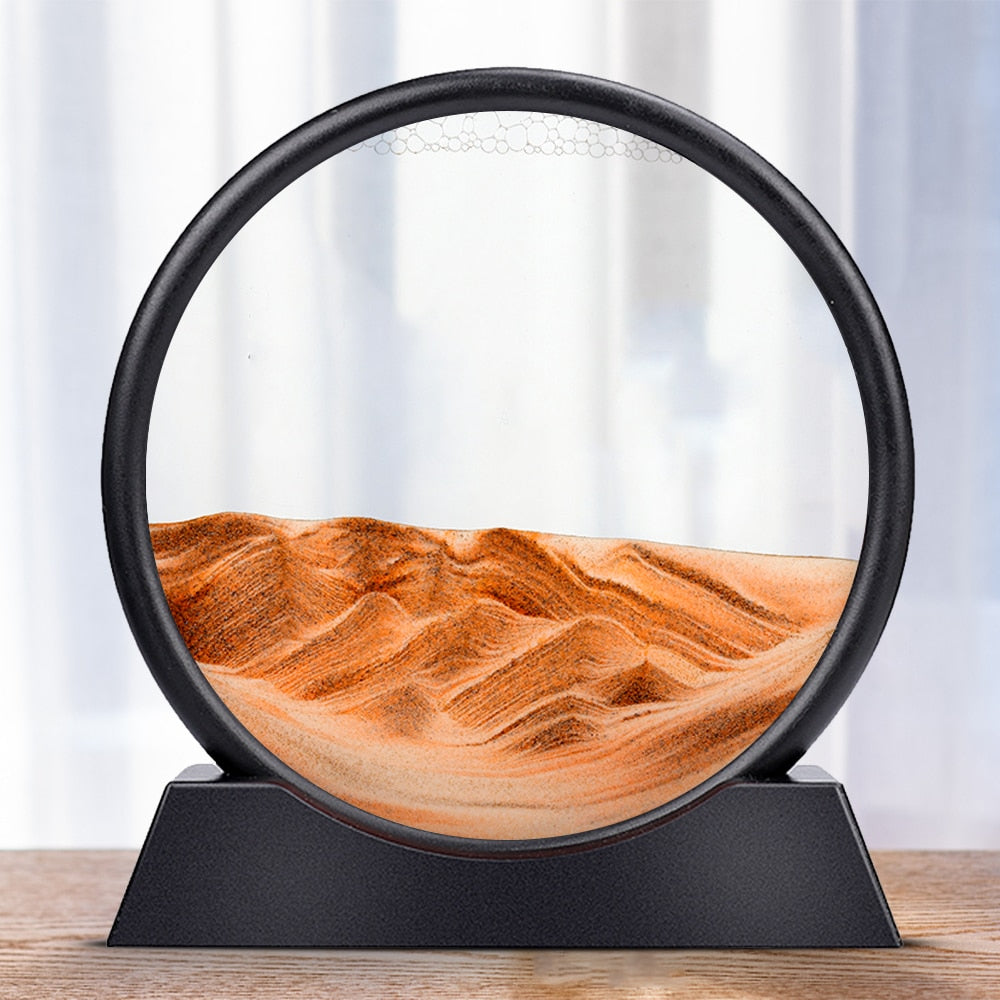 Moving Sand Art Picture Round Glass 3D Hourglass Deep Sea Sandscape In Motion Display Flowing Sand Frame home Décor