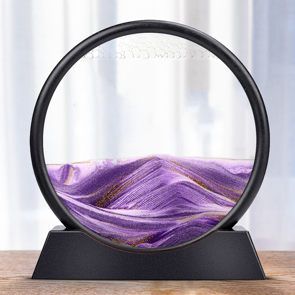 Moving Sand Art Picture Round Glass 3D Hourglass Deep Sea Sandscape In Motion Display Flowing Sand Frame home Décor