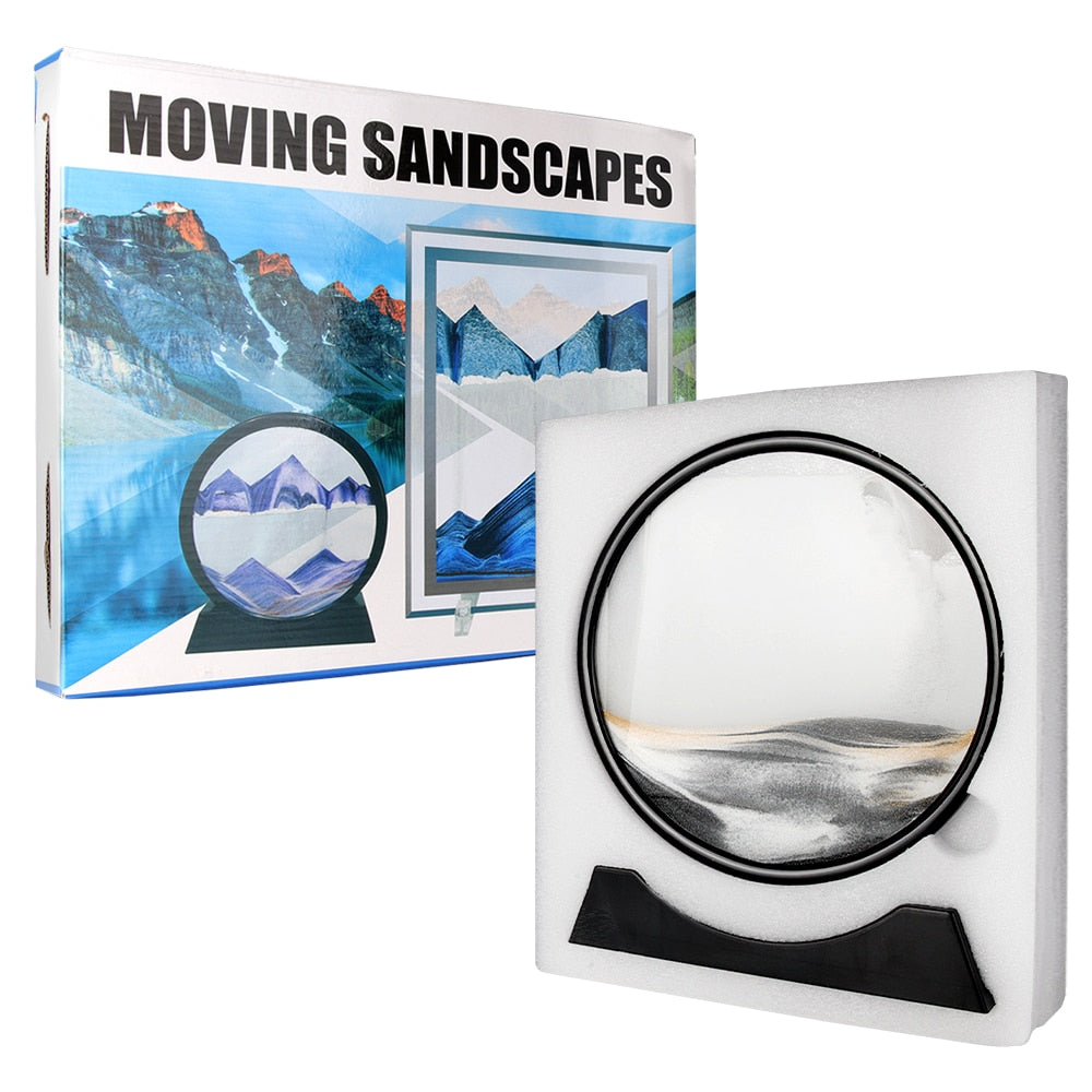 Moving Sand Art Picture Round Glass 3D Hourglass Deep Sea Sandscape In Motion Display Flowing Sand Frame home Décor