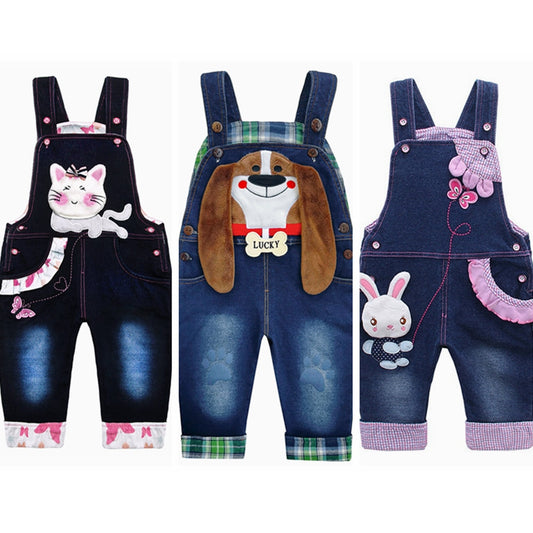 0-4T Baby Overalls Jeans Rompers Cartoon Clothes Toddler denim Pants jumpsuit Kids Clothing