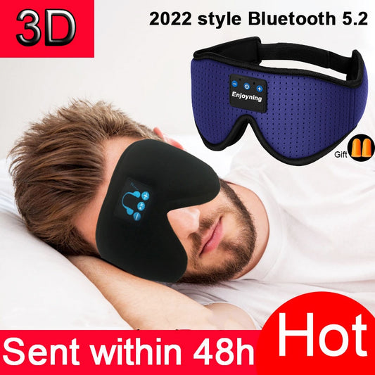 New 3D wireless music headphone sleep breathable smart eye mask Bluetooth headset call with mic